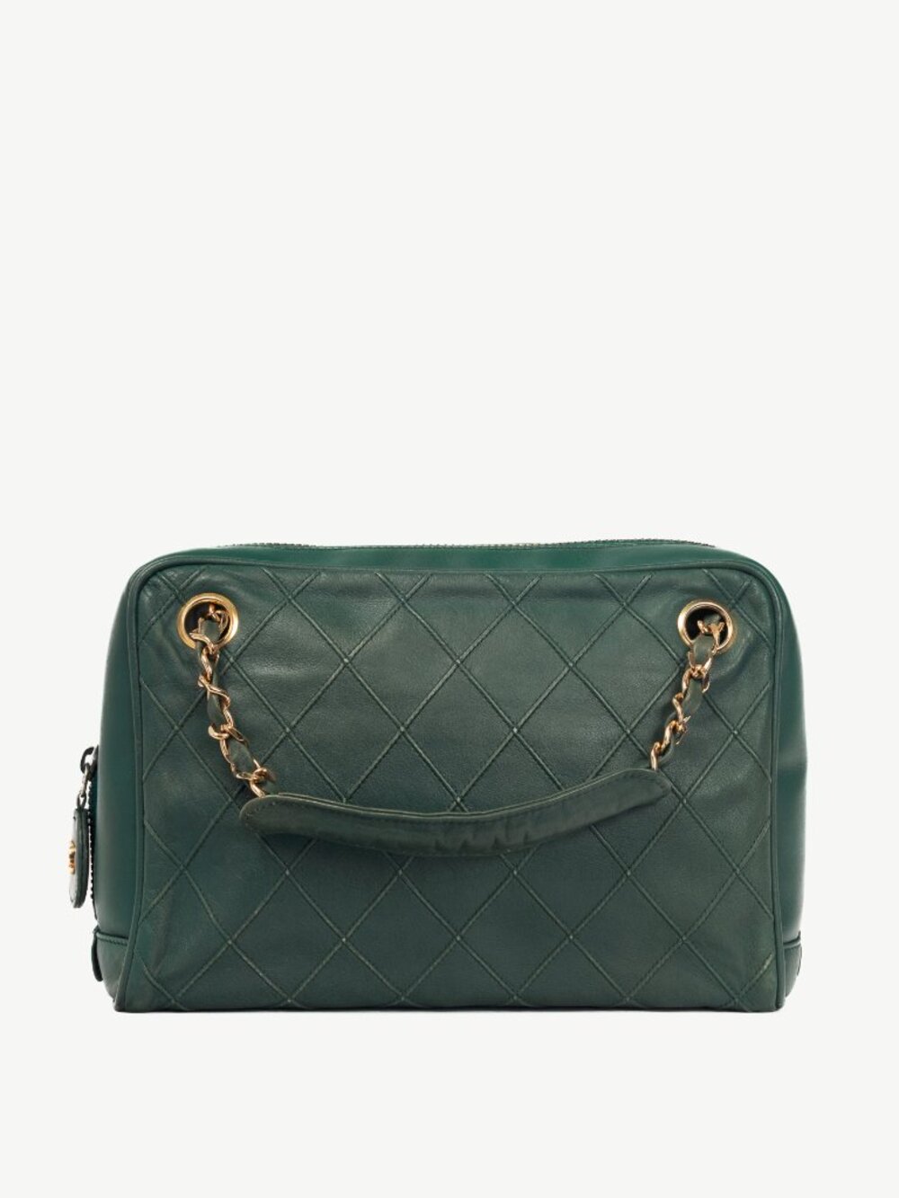 Chanel Emerald Green Leather Matelasse Shoulder Bag